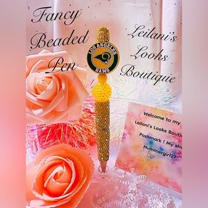 Fancy beaded pen/gifts/football season/rams/game time/yellow beads